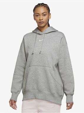 Heather Grey Nike Phoenix Fleece OS Pullover Hoodie
